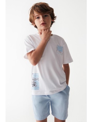 Nk Kids Erkek Çocuk Baskılı Kısa Kol T-Shirt 46525 Beyaz