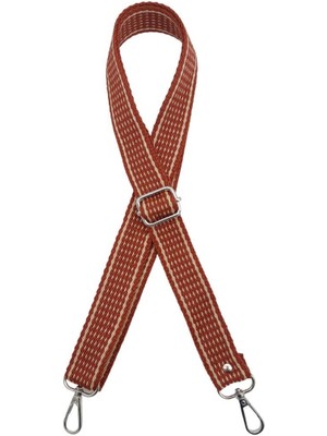 Angel Çanta Aksesuar 120X3 cm Polyester Kolon Çanta Sapı Taba Renk Bej Şeritli Gümüş Metalli