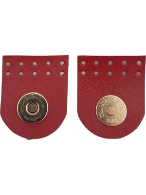 Angel Çanta Aksesuar  Derili Tek Dikim Mıknatıslı Çıtçıt Kırmızı Renk Light Gold Metalli