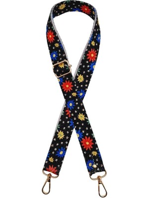 Angel Çanta Aksesuar 120X3 cm Polyester Kolon Çanta Sapı Çiçekli Light Gold Metalli
