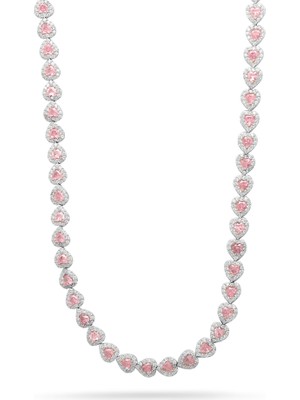 Silveranka 925 Ayar Gümüş Pembe Kalp Su Yolu Kolye