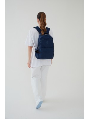 Rosso Collina Unisex Siyah Su Geçirmez Krinkıl Kumaş Günlük Sırt Çantası Seyahat ve Okul Çantası Bergamo