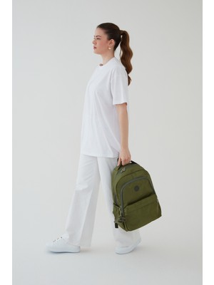 Rosso Collina Unisex Siyah Su Geçirmez Krinkıl Kumaş Günlük Sırt Çantası Seyahat ve Okul Çantası Bergamo