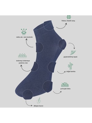 Kral Socks Erkek Bambu Düz Desen ( 5 Çift ) Kutulu Dikişsiz Hassas Dokuma Kısa Çorap