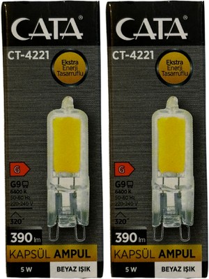 Cata CT-4221 5W 6400K (Beyaz) G9 Duylu Kapsül LED Ampul (2 Adet)