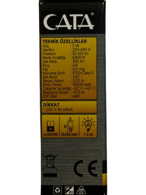 Cata CT-4221 5W 6400K (Beyaz) G9 Duylu Kapsül LED Ampul (2 Adet)