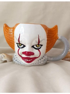 HD Marketim Kupa Kahve Fincanı Pennywise Palyaço 3D Tasarım Bardak 480 ml Su Bardağı