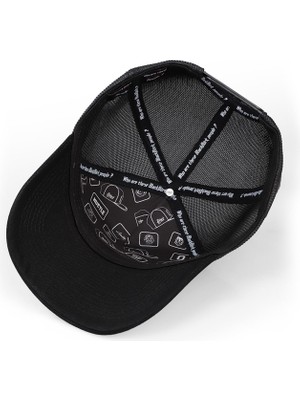 Black Börk V1 Trucker Never Give Up - 3 Kod Logolu Unisex Siyah Siperli Antrasit- Siyah Şapka (Cap)