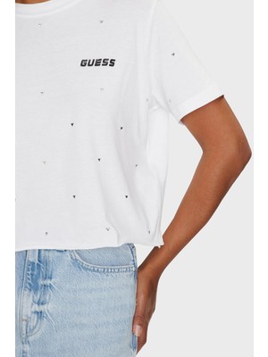 Guess Skylar Pamuklu Boxy Fit Crop T Shirt V4GI08JA914 Kadın T Shirt V4GI08 JA914 G011