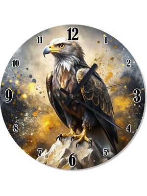 Karizma Tablo Kayaların Üstünde Kartal Dekoratif Duvar Saati