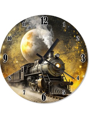 Karizma Tablo Buharlı Tren Lokomotif Dekoratif Duvar Saati