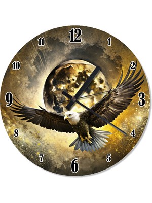 Tablomega Dolunay ve Kartal Dekoratif Duvar Saati