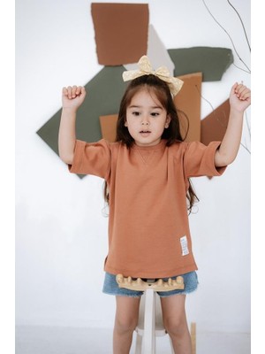 Babybek Collection Babybek  Oversize  Çocuk Kiremit T-Shirt