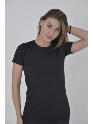 Smg Butik Kadın Omuz Fileli Slim Fit T-Shirt - Siyah