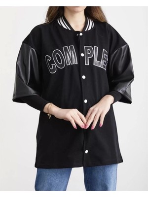 Smg Butik Kadın Complex Kolej Oversize T-Shirt - Siyah