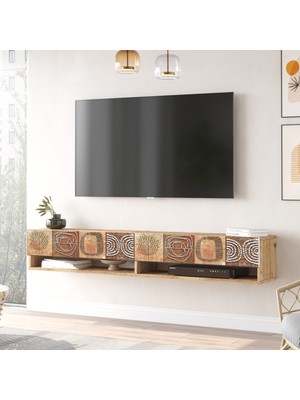 L'occi Concept Delphin Tv Ünitesi 180 cm  Çam-Beyaz Uv Baskı Dlp9-Awu