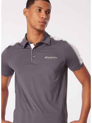 Discovery Expedition Blok Desenli Antrasit Erkek Polo T-Shirt D4SM-TST3241