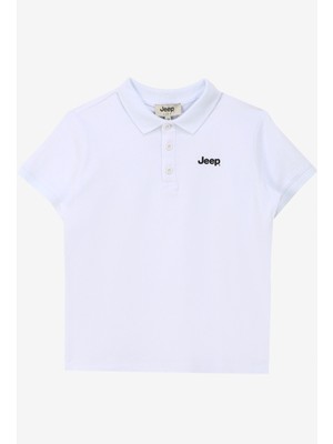 Jeep Beyaz Erkek Çocuk Polo Yaka Relaxed Baskılı Polo T-Shirt C4Sb-Tst104