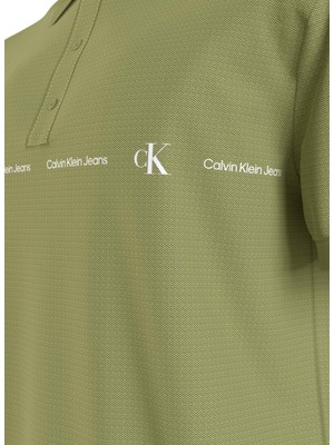 Calvin Klein Jeans Düz Yeşil Erkek Polo T-Shirt J30J325432L9N