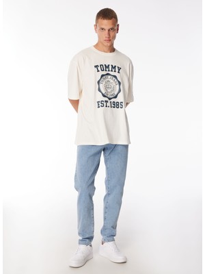 Tommy Jeans Baskılı Beyaz Erkek T-Shirt DM0DM18560YBH