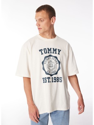 Tommy Jeans Baskılı Beyaz Erkek T-Shirt DM0DM18560YBH