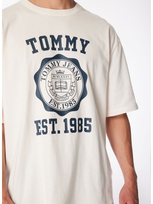 Tommy Jeans Baskılı Beyaz Erkek T-Shirt DM0DM18560YBH