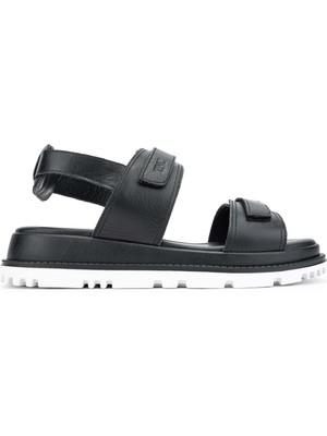 Tamer Tanca Kadın  Deri Siyah Deri Düz Sandalet 899 2325 Bn Sndlt Y24 Sıyah Dr