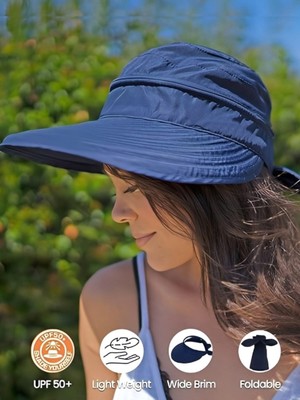 Tezzgelsin Kadın Geniş Siperli Çıkarılabilir Fermuarlı Fiyonklu Vizör Şapka