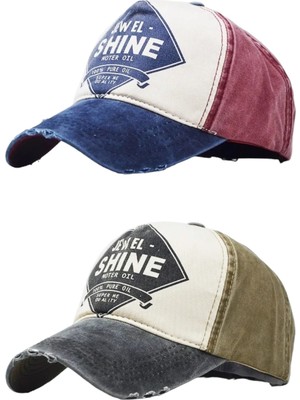 Tezzgelsin Unisex Eskitme Jewel Shine Ayarlanabilir Beyzbol Kep Şapka Baseball Şapka 2'li Set
