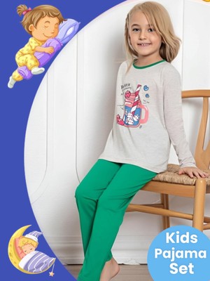 Tezzgelsin Kız Çocuk Pamuklu Uzun Kollu Desenli Pijama Takımı