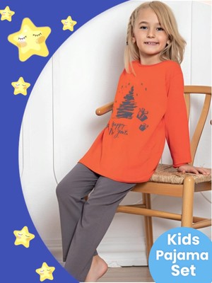 Tezzgelsin Kız Çocuk Pamuklu Uzun Kollu Desenli Pijama Takımı