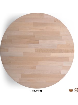 Woodlife Yuvarlak Ahşap Plaka Masa ve Sehpa Tablası KAYIN-130 Cm-18 mm