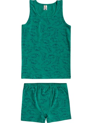 Özkan Underwear Özkan 32051 Erkek Çocuk Pamuklu Desenli Likralı Süprem Esnek Rahat Kalın Askılı Atlet Şort Iç Giyim Takım