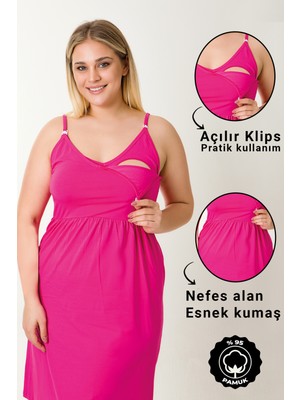 Parlingerie Hamile Lohusa Geceliği Ip Askılı Fuşya