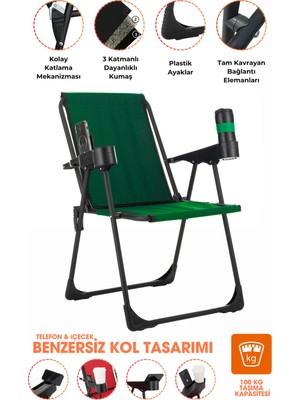 Armarks Kamp Sandalyesi, Katlanır Kamp Sandalyesi, Bardaklıklı Kamp Sandalyesi, Piknik Sandalyesi, Plaj Sandalyesi