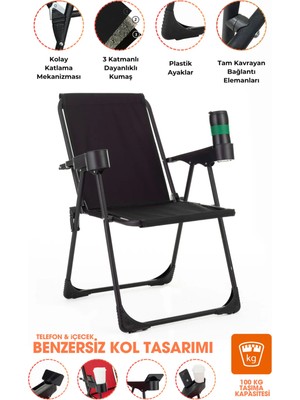 Armarks Kamp Sandalyesi, Katlanır Kamp Sandalyesi, Bardaklıklı Kamp Sandalyesi, Piknik Sandalyesi, Plaj Sandalyesi