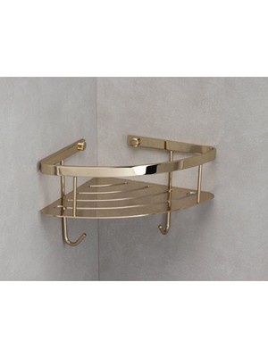 System Banyo Aksesuarları Banyo Duş Raf Sistemi Gold Renk 28 cm