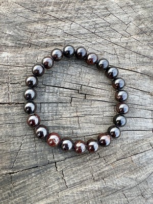 Gökçeada Doğaltaş 8 mm Granat-Garnet (Lal) Taşı Bileklik Aa Kalite