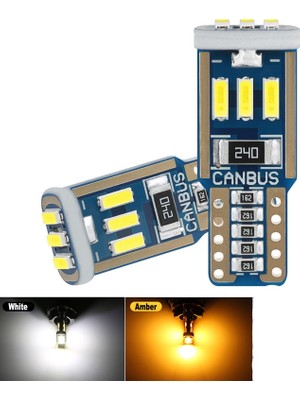 Space Dekoratif LED Ampul T10-15SMD 4014 Canbus 12V Çift Turuncu / LAAM863