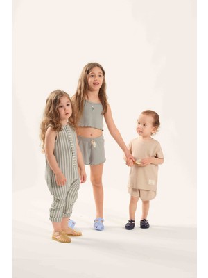 Miela Kids Flora Nakışlı Crop Fitilli Takım