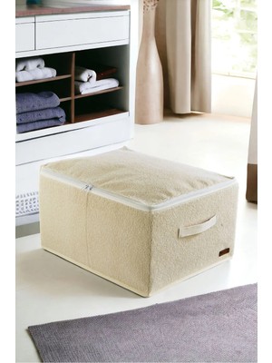 Rope Home Orta Boy Havlu Kumaş Deri Saplı Baza Altı,dolap Içi Destekli Hurç 35X42X23