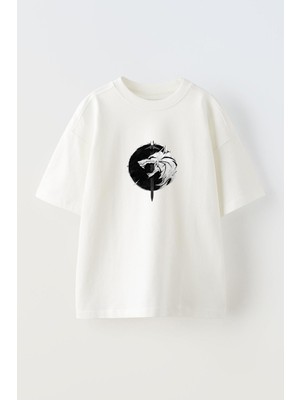 Nmg Tekstil Unisex Beyaz Oversize Pamuk Kurt Para Baskılı Örme T-Shirt