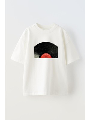 Nmg Tekstil Unisex Beyaz Oversize Pamuk Plak Baskılı Örme T-Shirt