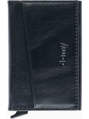 Damy Hakiki Deri Unisex Mekanizmalı Kartlık 611CR - Siyah