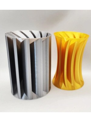 Turansoy Craft Shutter Dekoratif Modern Vazo 2'Li Set (Plastiktir 14  cm  Yükseklik)