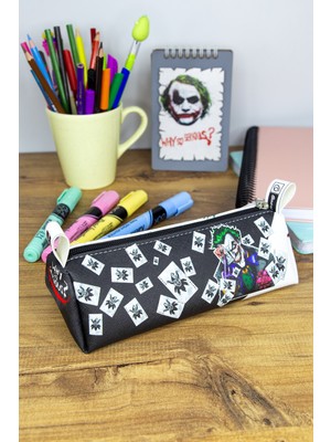 OneSize Kalem Kutusu Joker Temalı Üçgen Tasarım Vegan Deri (Kalemlik)