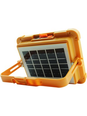 AC Aydınlatma 200W Solar ve USB Şarjlı Projektör (Flaşörlü) 3 Renk Işık / Şarj Göstergeli - 5 Kademeli