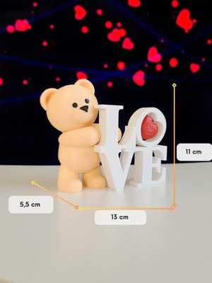 Alvina Atölye Ayıcık Love Biblo - Teddy Bear Doğum Günü Hediyesi - Sevgiliye Hediye - Bioplastik