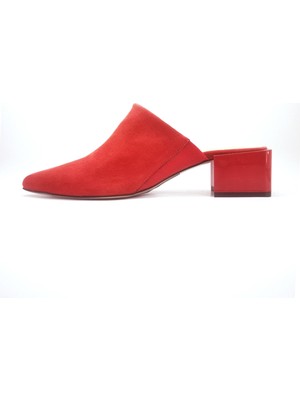 Janestt Kadın Hakiki Süet Deri Taşlı Ökçeli Terlik 120-1512