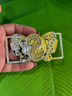 Gönülden Tasarım 10 x 5 cm Gümüş Renk Kelebek Çanta Tokası Kemer Tokası